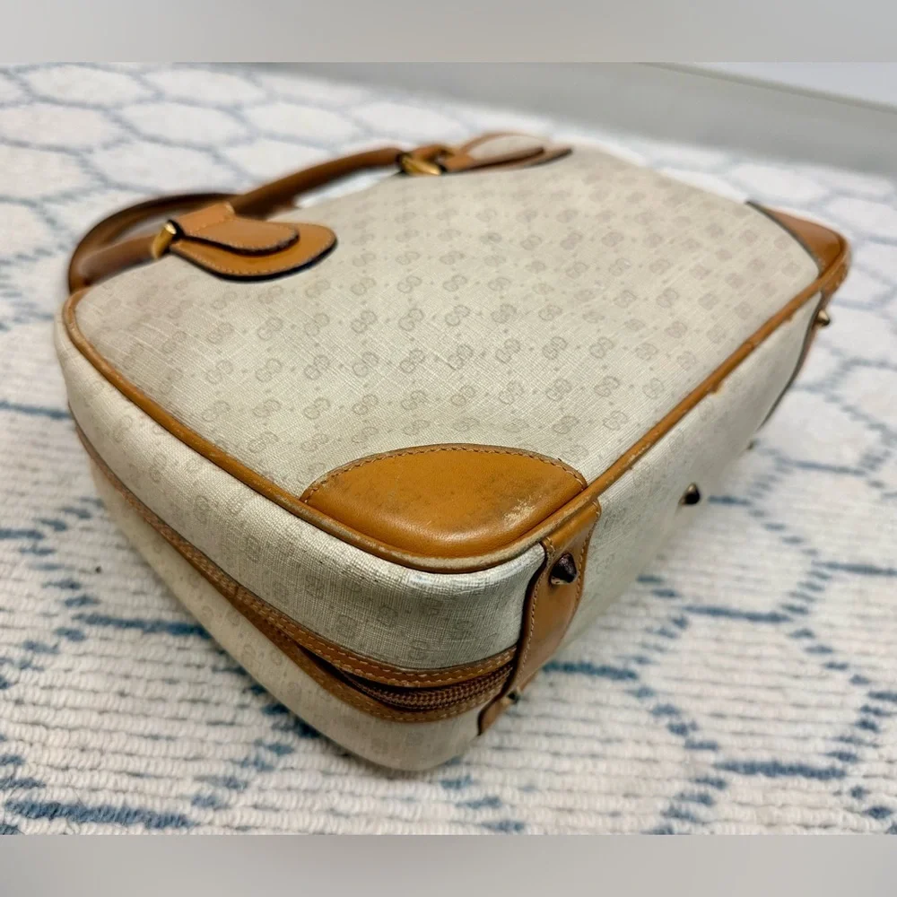 GUCCI Vintage 80’s Brown GG Monogram Signature Micro Supreme Top Handle Handbag